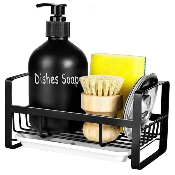 Organizador De Pia De Cozinha, Porta Esponja Para Forno De Cozinha, Porta Sabonete Com Bandeja De Drenagem, Rack De Secagem Para Esponja, Pincel E Sabonete