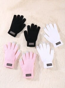 3Pairs Women's Touchscreen Winter Gloves - Fashion Knit Mittens With Thick Cuffs For Cold Weather - Multicolor - View 1