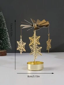 1 件创意旋转木马灯浪漫雪花烛台，适用于家居装饰、节日装饰、圣诞礼物 - 金色 - 查看 6