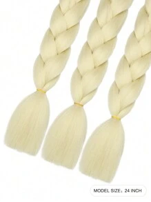 3 Packs Of 24 Inch Black Large Braided Wigs, Suitable For Women's Daily, Festival, Cosplay, Fashion Braiding, Halloween, Christmas, New Year, Carnival, Music Festival And Other Occasions. Synthetic Fiber Crochet Wigs, Practical And Flexible, Heat Resistant. - Gold - View 2