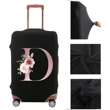 Flower And Letter D Patterned Fashionable Luggage Cover Dustproof Protector For 18-32 Inch Suitcases - Black - View 1