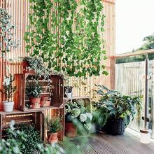 12入組6.9英尺綠色人造葉子塑料掛植物,綠色背景牆,室內外情景裝飾,假藤蔓,婚禮節日家居裝飾用品 - 綠色 - 查看 4