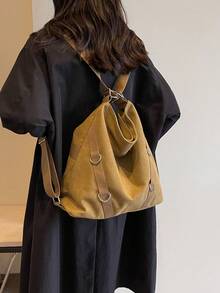Bolso/ Mochila De Mujer Grande Y Multifuncional Para Transportar Gran Capacidad - Caqui - Ver 6