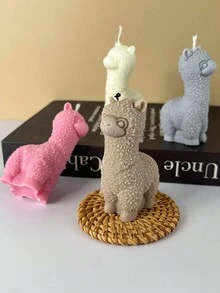 1入組可愛的羊駝矽膠蠟燭模具,diy手工熏香蠟燭肥皂模具,樹脂石膏鑄模,家居裝飾工藝禮物 - 白色 - 查看 5