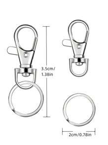 24pcs Rotating Lobster Clasps With KeyRings For Keychain Jewelry DIY Crafts (12pcs Cord EndCaps +12pcs Key Rings) - Silver - View 3