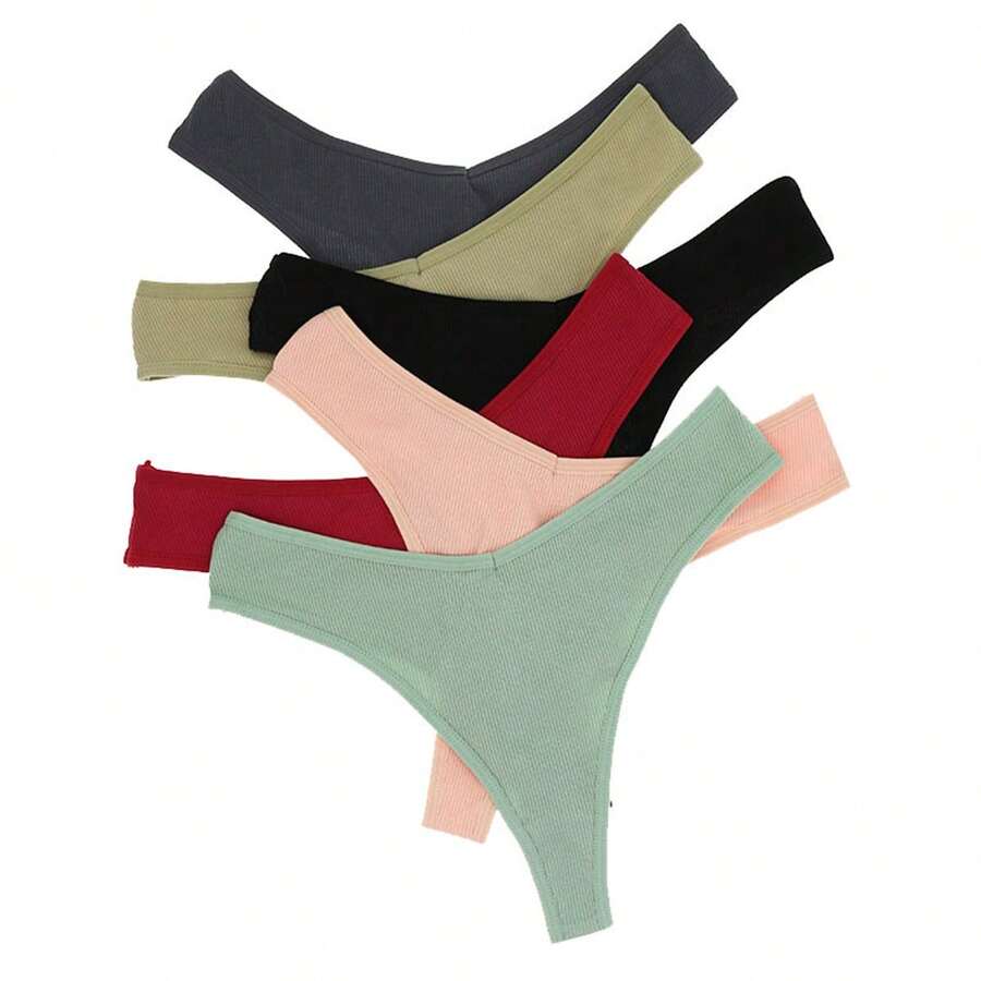 6 piezas de mujeres Tanga & Tanga Braguitas con de canalé diseño - Multicolor - Ver 1