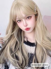 alicegarden 1 Piece Synthetic Heat-Resistant, Long Wave Wigs In  Multi Color, 24 Inches Long, Made From Fiber, Suitable For Daily Use, Natural And Realistic False Hairpiece.Full Machine Weave Daily Natural Realistic Wig