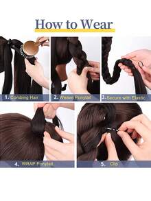 32inch Synthetic Hair Wrap Around Ponytail Extension - Gold - View 4