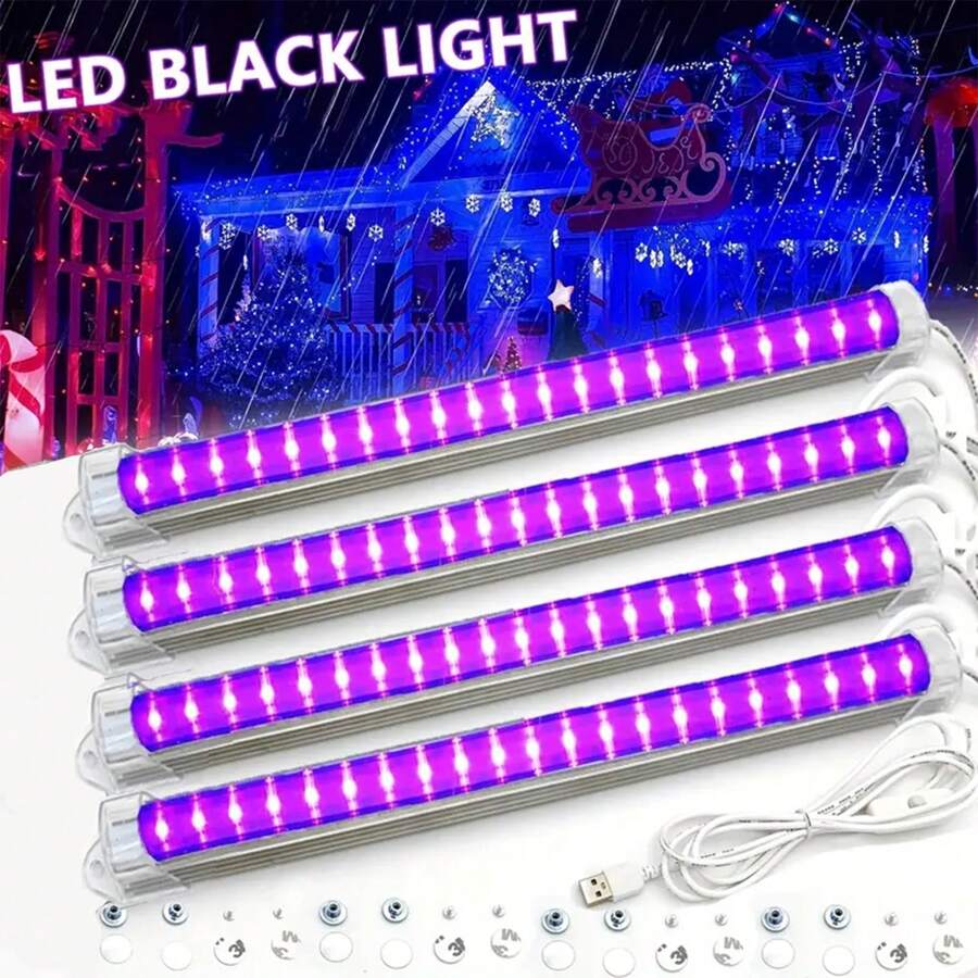 1/2/3/4入組led黑光燈條,usb Uv黑光管,各種假期裝飾,房間,身體彩繪,海報,尿液偵測之磷光裝置