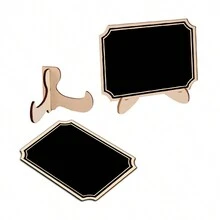 1個帶圓角和迷你支架的小木黑板,可用於創意座椅卡,備忘錄,婚禮,派對,家庭裝飾,手工藝品展示 - 淺灰色 - 查看 3