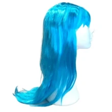 Perucas Longo Liso Com Franja Acessório De Fantasia - Azul - Visão 2