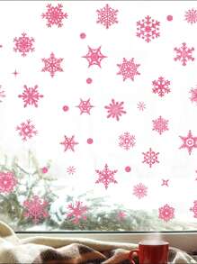 9 miếng dán cửa sổ hình bông tuyết Giáng sinh, miếng dán tĩnh điện cho cửa sổ cửa hàng, cửa kính và trang trí cảnh - Hồng - Xem 1