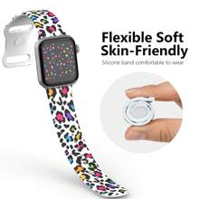 Printed Silicone Strap Compatible With Apple Watch Band 38mm 40mm 41mm 42mm 44mm 45mm 49mm For Women And Men, Replacement Wristband For Series 8 7 6 5 4 3 2 1 Se - Multicolor - View 2