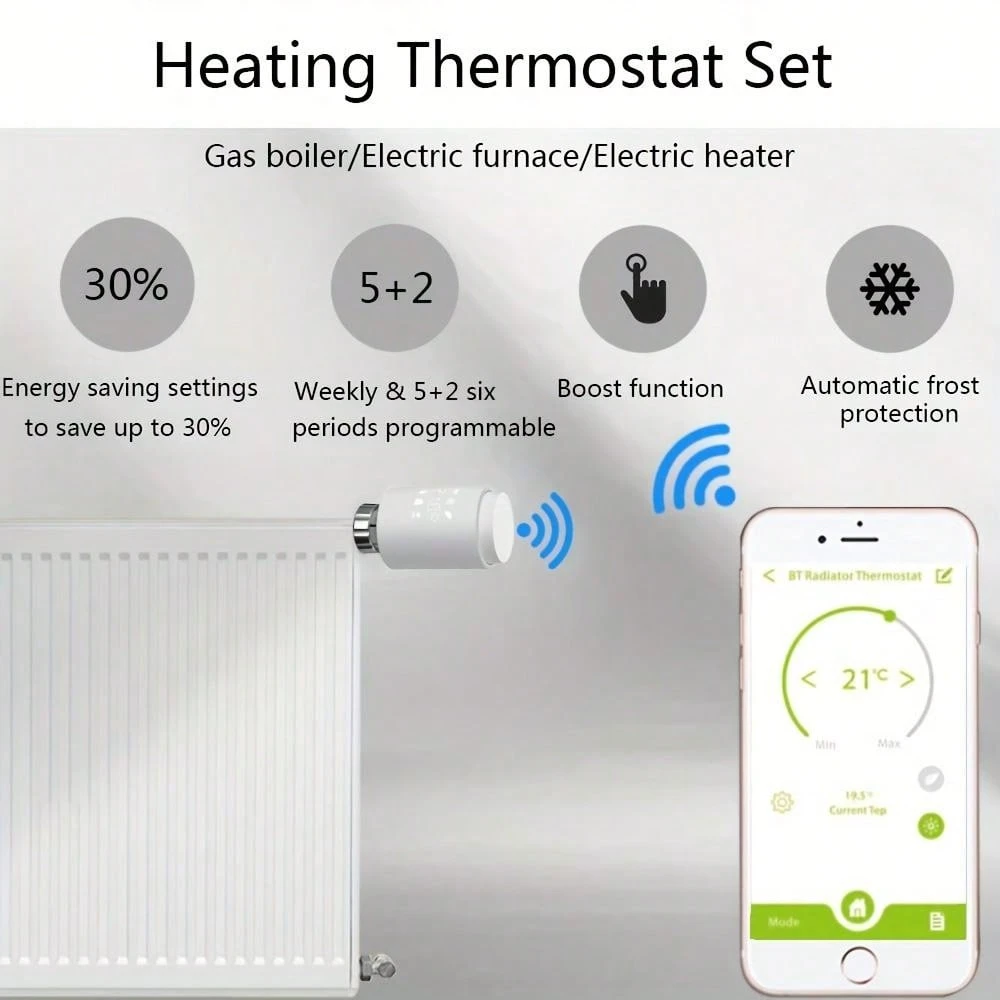1pc Thermostat Smart Radiator Actuator Valve, Programmable Temperature Controller  Compatible With Alexa, Google Voice Control, Requires Use With Zigbee  Gateway | SHEIN