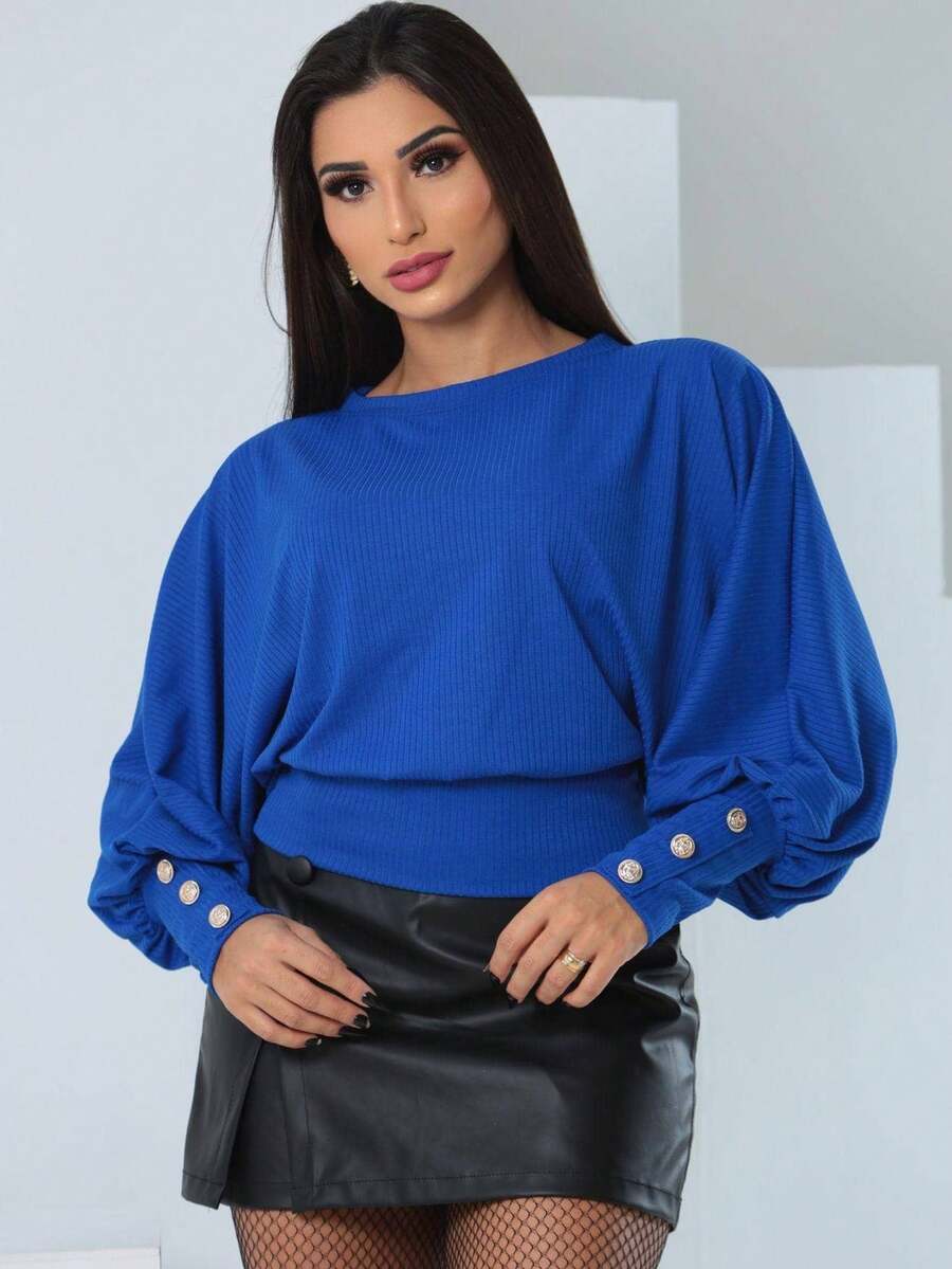 Women Blouses - 寶藍色 - 查看 1