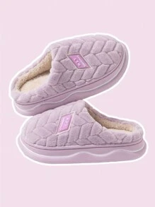 女士封闭式室内拖鞋，厚实保暖防滑情侣家居拖鞋，适合冬季室内穿着 - 紫色 - 查看 3