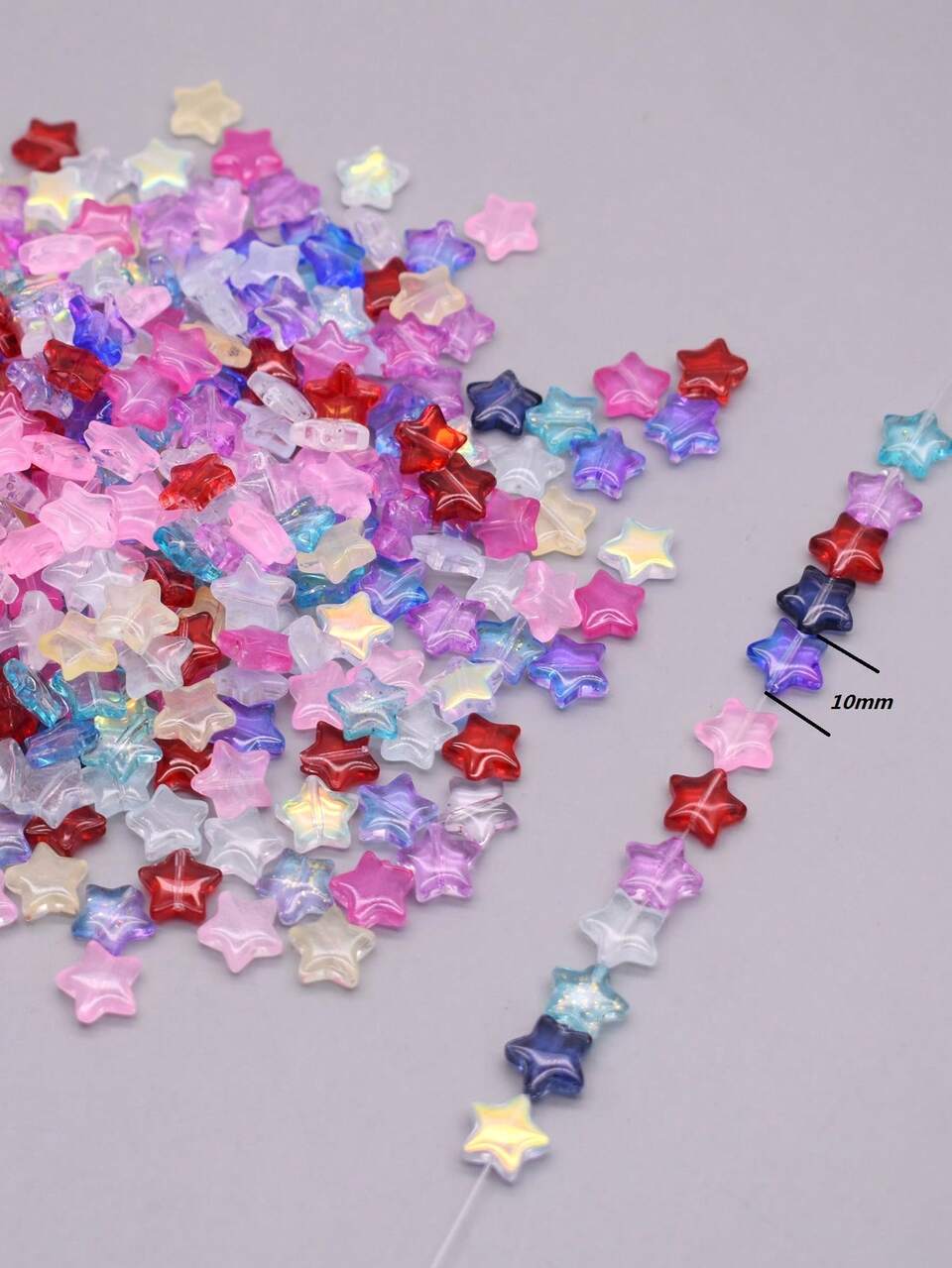 10mm 50pcs Mixed Color Star-Shaped Glass Beads For Jewelry Making