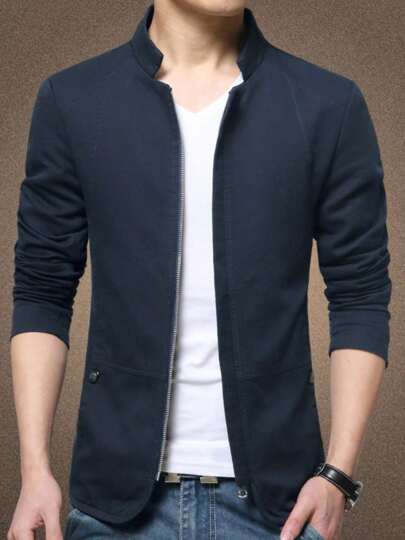 Chaqueta de cuello alto para hombre, blazer slim fit para hombre,basico trendy, outfit de oficina, old money