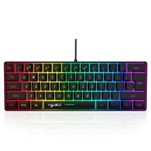 60% Gaming Keyboard Mouse Set, Rainbow RGB Backlit Keyboard, 61-Key Slim Membrane Mini Ergonomic Design, Ultra-Light Gaming Mouse, 3200 DPI, Gaming Mouse Pad, For Windows PC Gamers - Keyboard and Mouse 869 - View 12