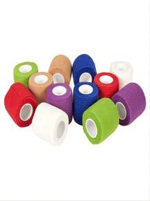 1pc Random Color Elastic Self-Adhesive Bandage, Sports Compression Tape, Elastic Wrap, Finger/Wrist/Ankle/Knee Support, Suitable For Basketball, Christmas - Multicolor - View 3