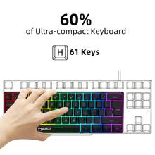 60% Gaming Keyboard Mouse Set, Rainbow RGB Backlit Keyboard, 61-Key Slim Membrane Mini Ergonomic Design, Ultra-Light Gaming Mouse, 3200 DPI, Gaming Mouse Pad, For Windows PC Gamers - Keyboard and Mouse 869 - View 6