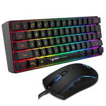 60% Gaming Keyboard Mouse Set, Rainbow RGB Backlit Keyboard, 61-Key Slim Membrane Mini Ergonomic Design, Ultra-Light Gaming Mouse, 3200 DPI, Gaming Mouse Pad, For Windows PC Gamers - Keyboard and Mouse 869 - View 4