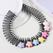 1入組隨機顏色五角星造型髮夾,適用於幼兒女孩的劉海/頭髮/寶寶頭髮,適用於日常使用 - 彩色 - 查看 4