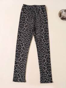 1 cặp quần legging lửng họa tiết hoa và báo xám cho bé gái thích hợp mặc hàng ngày trong mọi mùa - Nhiều màu - Xem 4
