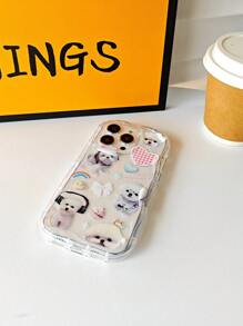 1pc Lovely Plush Cartoon Dog Phone Case With Clear & Wave Edge Design, Compatible With Samsung S23/s22/s21/a14/a23/a33/a34/a52/a53/a54/a72/a73/plus/ultra, Iphone 7/8/x/xr/max/11/12/13/14/pro/plus, Huawei Mate/50/50pro/p50/p60/pro/nova11/nova10