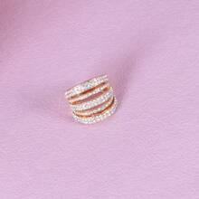 Anillo con rhinestones exagerado de estilo europeo y americano, anillo de dedo personalizado de vanguardia coreano, joyería al por mayor con rhinestones completos - Amarillo Oro - Ver 6