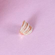 Anillo con rhinestones exagerado de estilo europeo y americano, anillo de dedo personalizado de vanguardia coreano, joyería al por mayor con rhinestones completos - Amarillo Oro - Ver 4