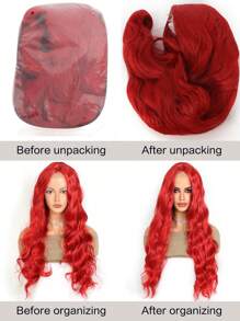 Thêm 30Inch Dài Tổng Hợp Lượn Sóng Phần Giữa 4X4 Tóc Giả Cosplay Hàng Ngày Hóa Trang Halloween Gothic Tóc Giả Dành Cho Nữ - Đỏ - Xem 9