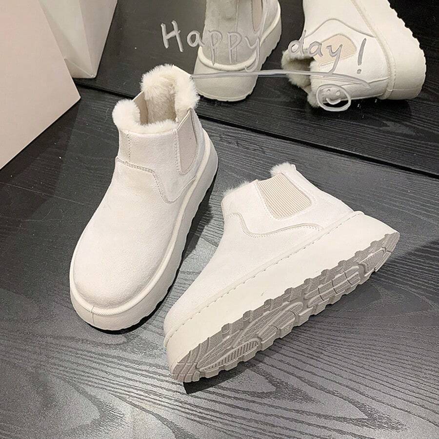 女士冬天時尚短戶外雪地靴帶耐磨,防滑和加厚長毛絨襯墊軟底