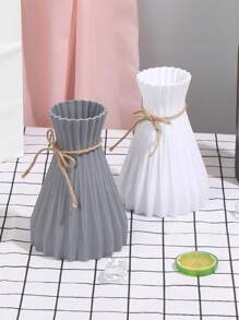 1pc Shatterproof Plastic Flower Vase, Imitation Ceramic Vases For Home Decor Party Wedding Festival Decoration, Decorations, Gifts, Home Decor, Halloween Decor, Decorations, Kitchen Decor Room Decor Glass Vase - White - View 6