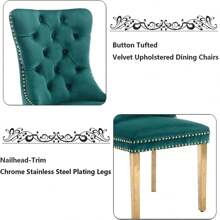 2/4/6 Piece Set Velvet Upholstered Dining Chairs, Wingback Armless Side Chairs Button Tufted With Golden Stainless Steel Plating Legs For Kitchen Dining Room. - màu xanh lá - Xem 8