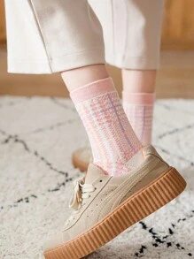 5双/套 女士加厚抓绒袜，粉色，适合冬季、春季、秋季保暖舒适