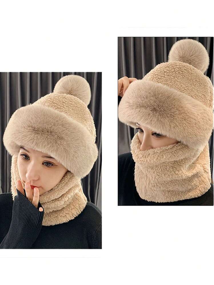Unisex Beanie Knit Hat Visor Plain Winter Men Women SkiThick Warm Acrylic55 60cm