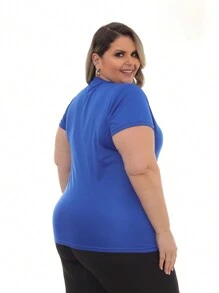 Plus Size Blouses - 寶藍色 - 查看 4