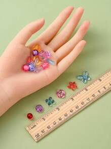 1盒476入組24風格透明亞克力珠子混合形狀混色隨機花和星形設計DIY首飾配件 - 彩色 - 查看 3