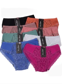 Paquete de 12 Piezas Braga Bikini Con Encaje Para Dama , Calzón de Encaje ( Se Envía en Colores Surtidos y Tallas Surtidas, Se Envía en Diseño al Azar y de Acuerdo a Disponibilidad ) - Multicolor - Ver 3