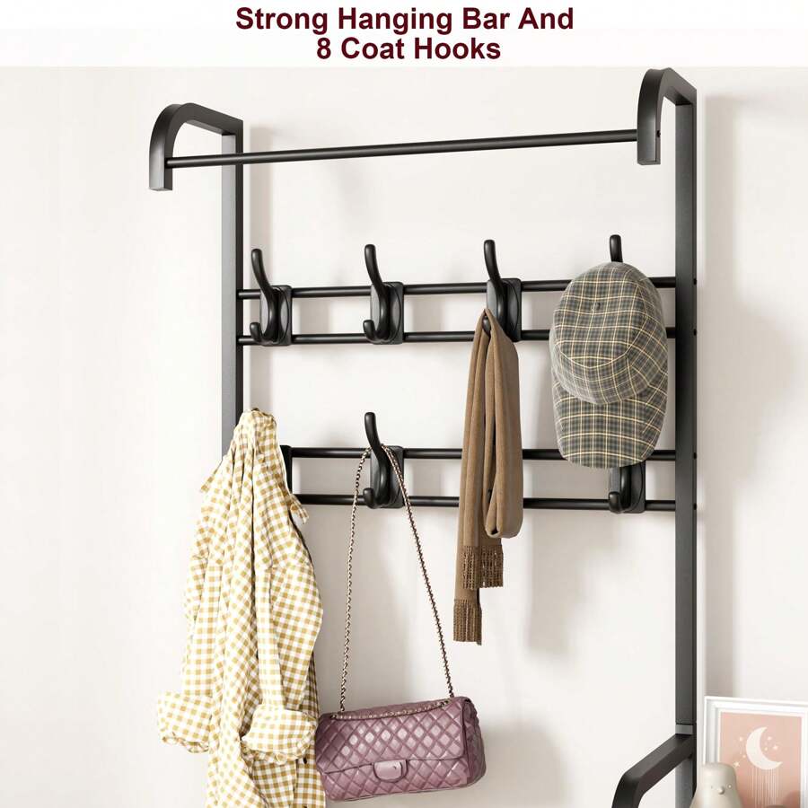 Coat Rack for Entryway, Hall Tree with Storage Drawer and Shoe Rack, Coat Shelf with Shoe Bench