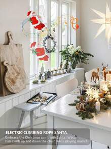 1入組聖誕老人攀爬串珠音樂手機裝飾,約9吋,電池供電,帶燈、音樂和聲音效果,聖誕裝飾品(不含電池) - 彩色 - 查看 4