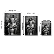 1 件無框大像在馬桶上看報紙帆布畫家居裝飾版畫高清圖片牆壁藝術高清模塊化帆布海報浴室家居裝飾