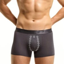 2pcs/pack Men's Modal Boxer Briefs With Negative Ions, Mid-waist, Breathable, Comfortable, (black+gray) - Multicolor - View 3