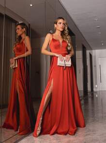 Women Prom & Evening Dresses - Burnt Orange - View 2