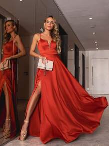 Women Prom & Evening Dresses - Burnt Orange - View 1
