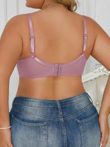 Große Größen Damen sexy transparente Spitzen Unterwäsche mit Bügel und voller Abdeckung, Pink