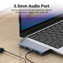 4 合 1 USB C 扩展坞，多端口笔记本电脑扩展坞集线器，带 4K HDMI 100W PD USB3.0 3.5 毫米音频，兼容 iPad Pro Air 5/4、iPad Mini 6、iPad Pro 配件 - 灰色 - 查看 9