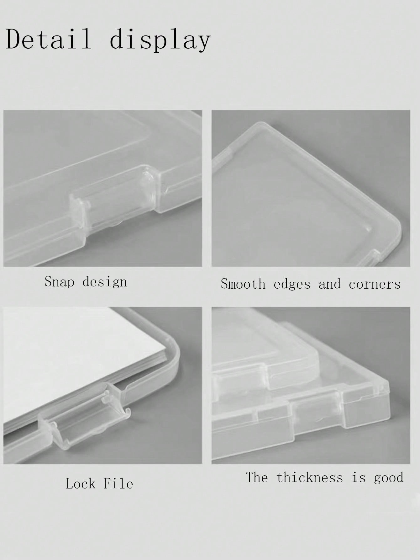 1pc A4 Size Thick Transparent Polypropylene Plastic Document Box for
