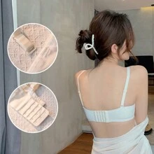 蕾絲內衣,日本性感內衣,托高式文胸,女性胸罩,蝴蝶結裝飾內衣,抗流掛胸罩,小胸部托高式文胸,可拆卸肩帶,可轉換胸罩,防滑內衣,帶防滑帶 - 白色 - 查看 6